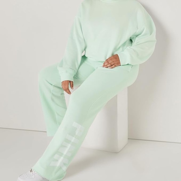 Pink Victoria’s Secret Heritage Fleece Sweatpants in Pistachio sz large NWT - Picture 4 of 5